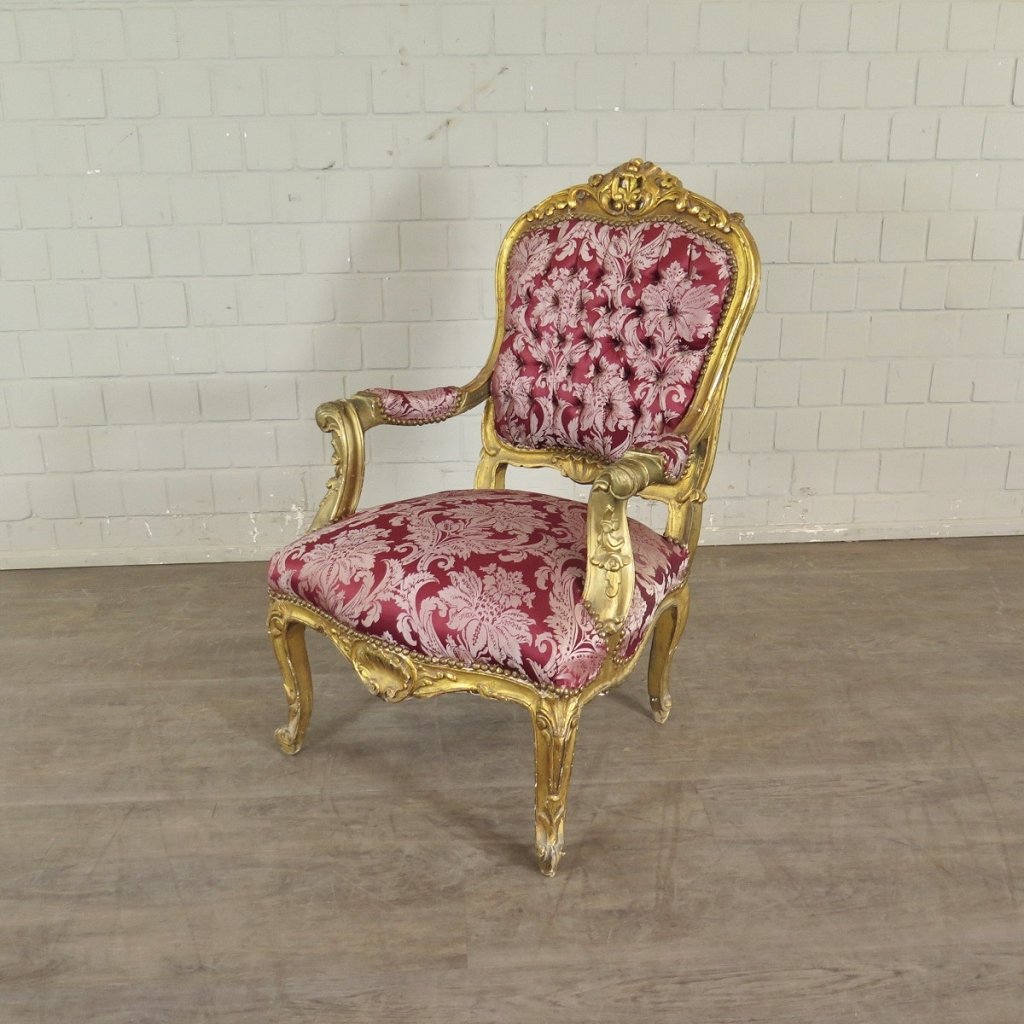 Barockstuhl Stuhl Barockstil Rot-Gold