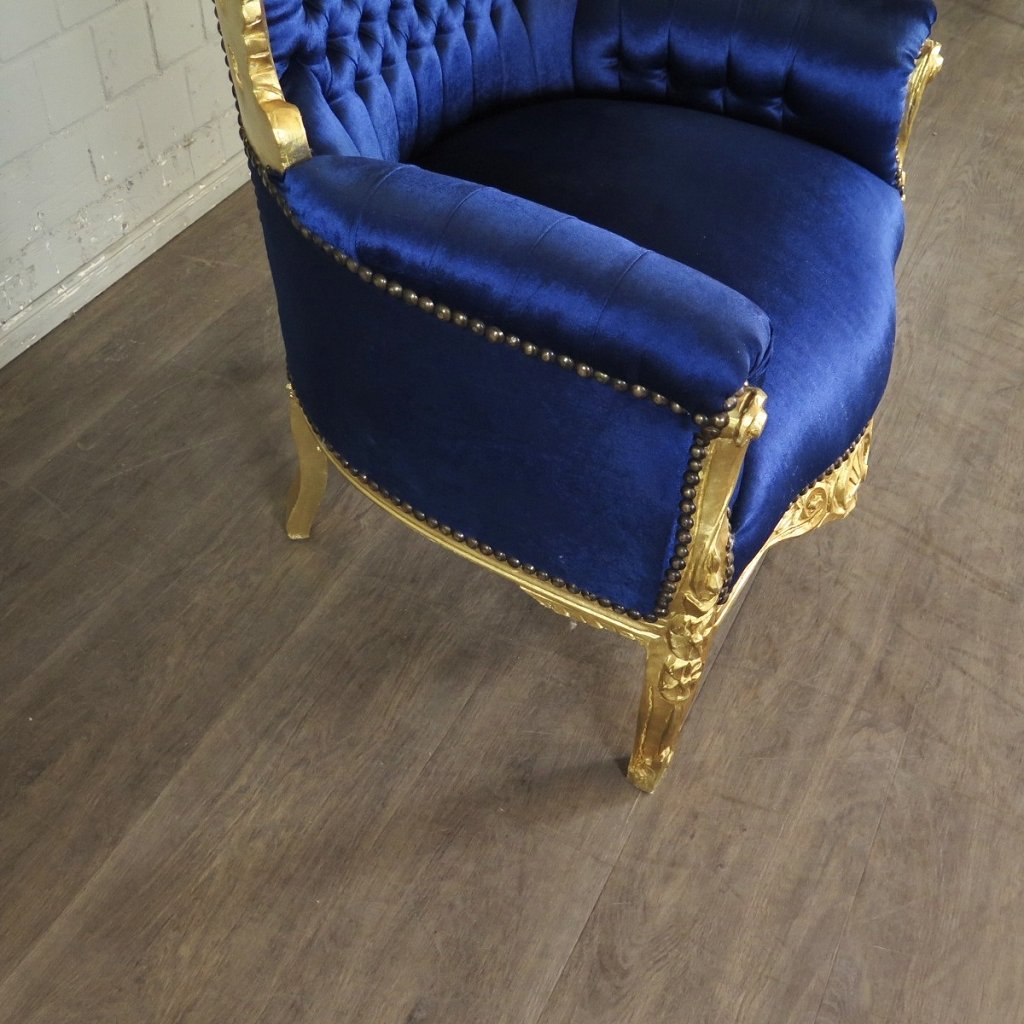 Barocksessel Königssessel Blau-Gold Setpreis