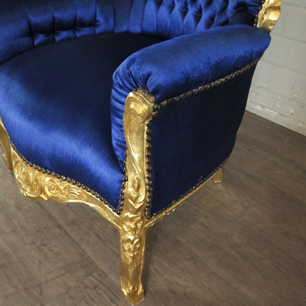 Barocksessel Königssessel Blau-Gold Setpreis