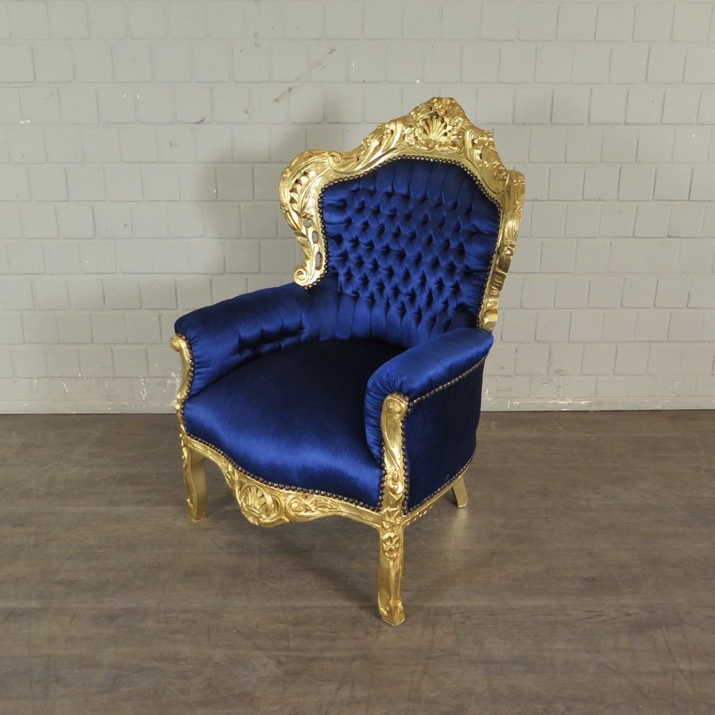 Barocksessel Königssessel Blau-Gold Setpreis