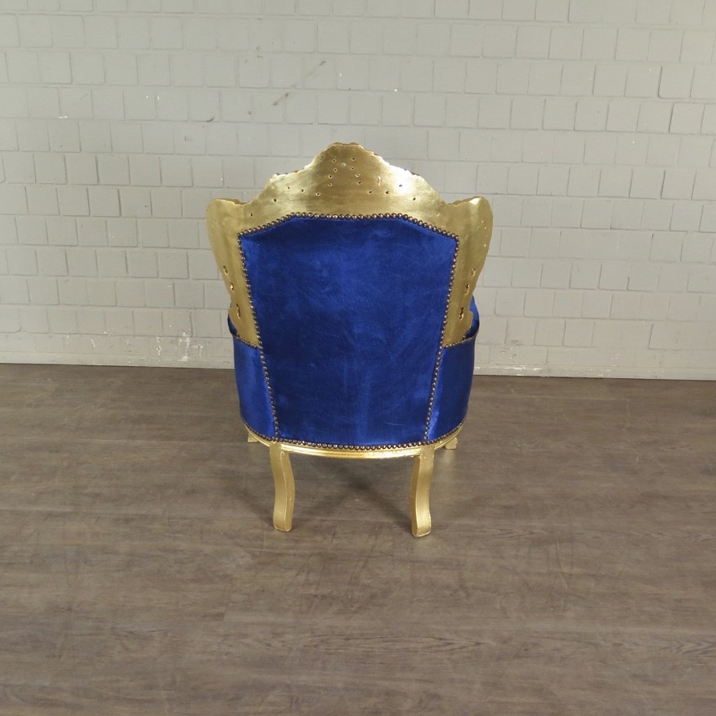Barocksessel Königssessel Blau-Gold Setpreis