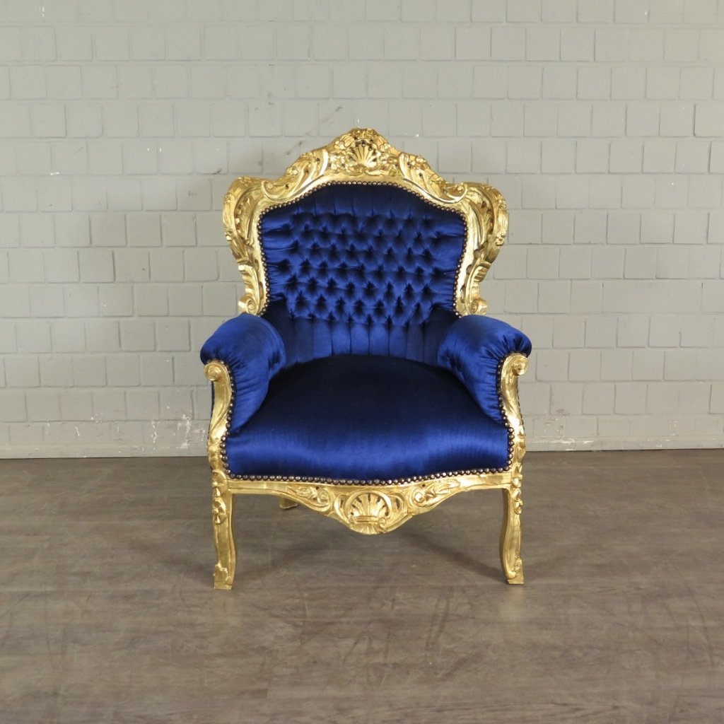 Barocksessel Königssessel Blau-Gold Setpreis