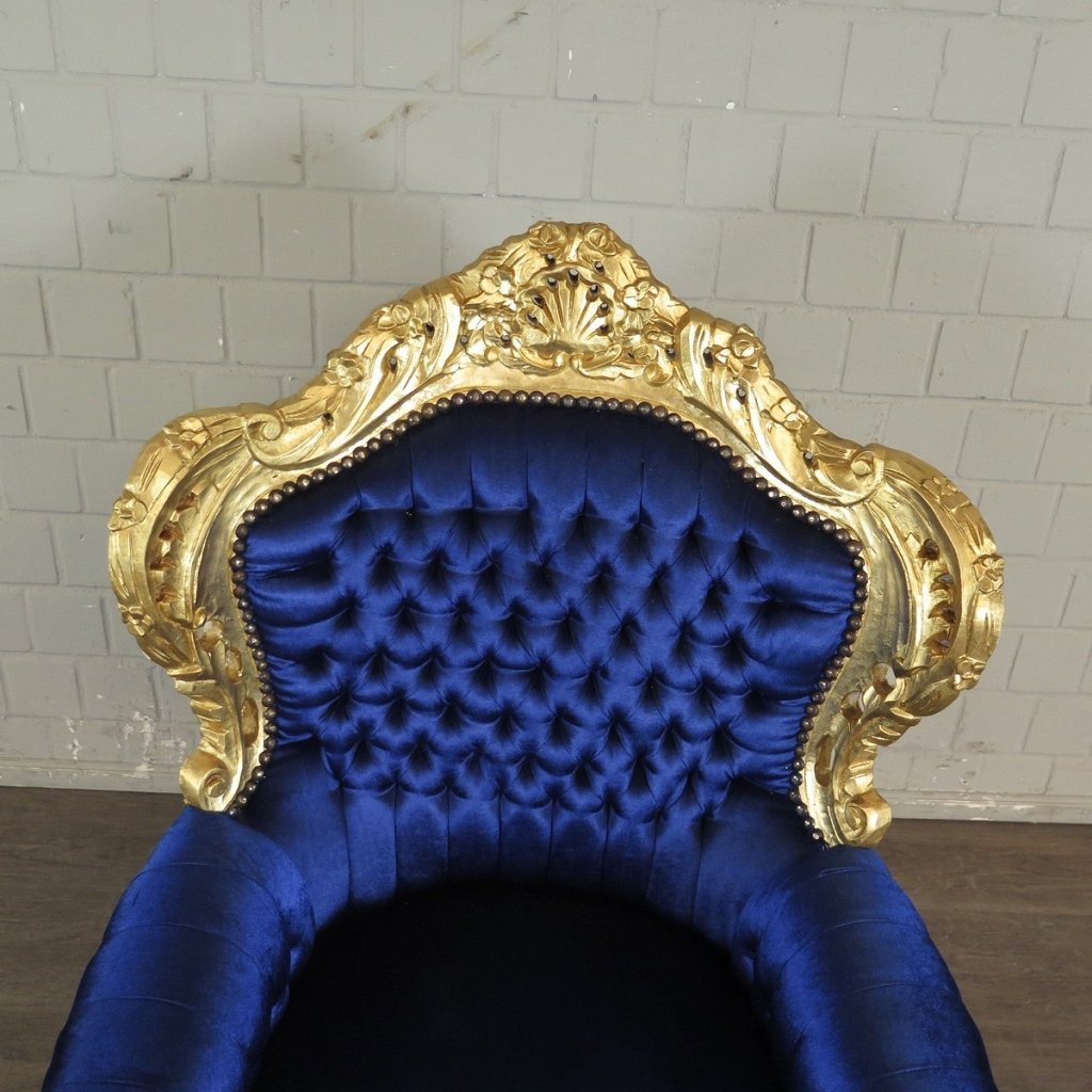 Barocksessel Königssessel Blau-Gold Setpreis