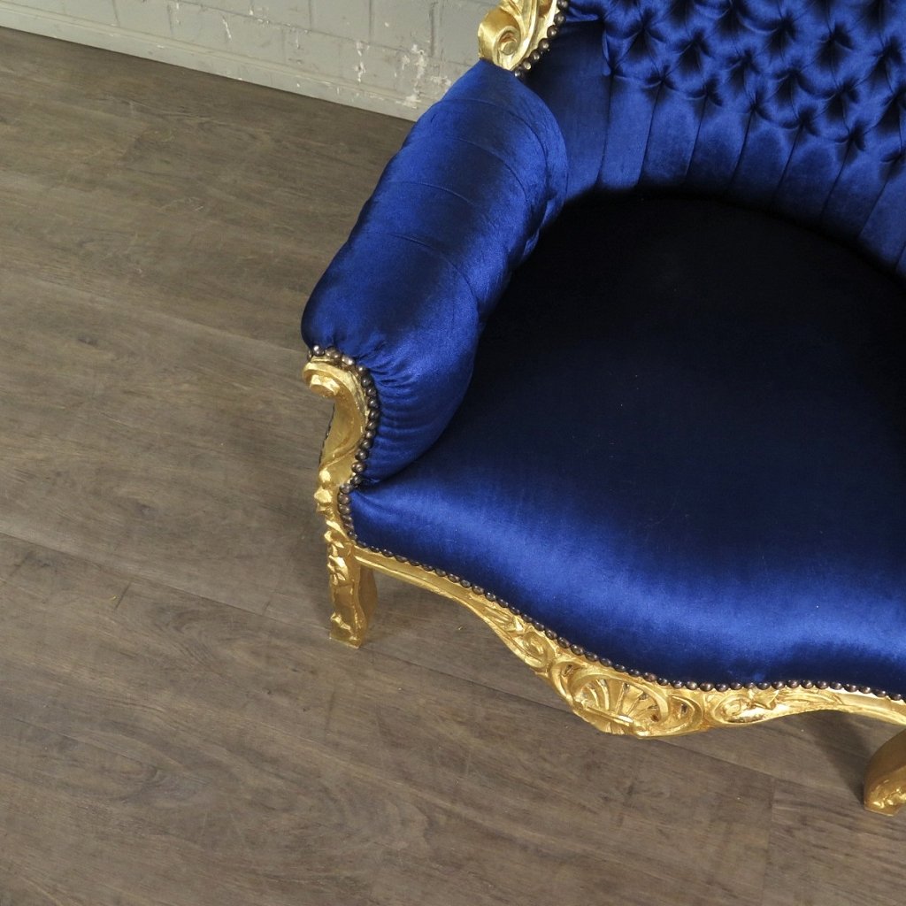 Barocksessel Königssessel Blau-Gold Setpreis