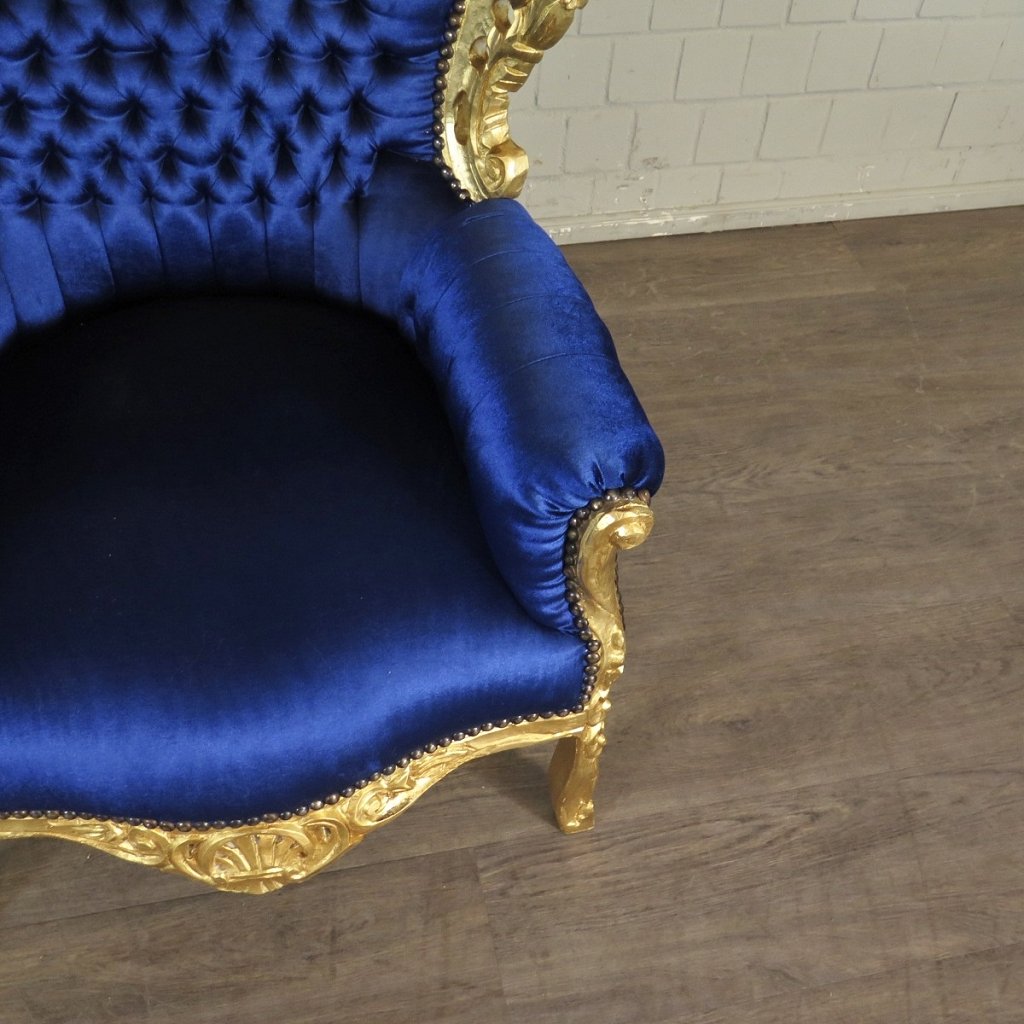 Barocksessel Königssessel Blau-Gold Setpreis