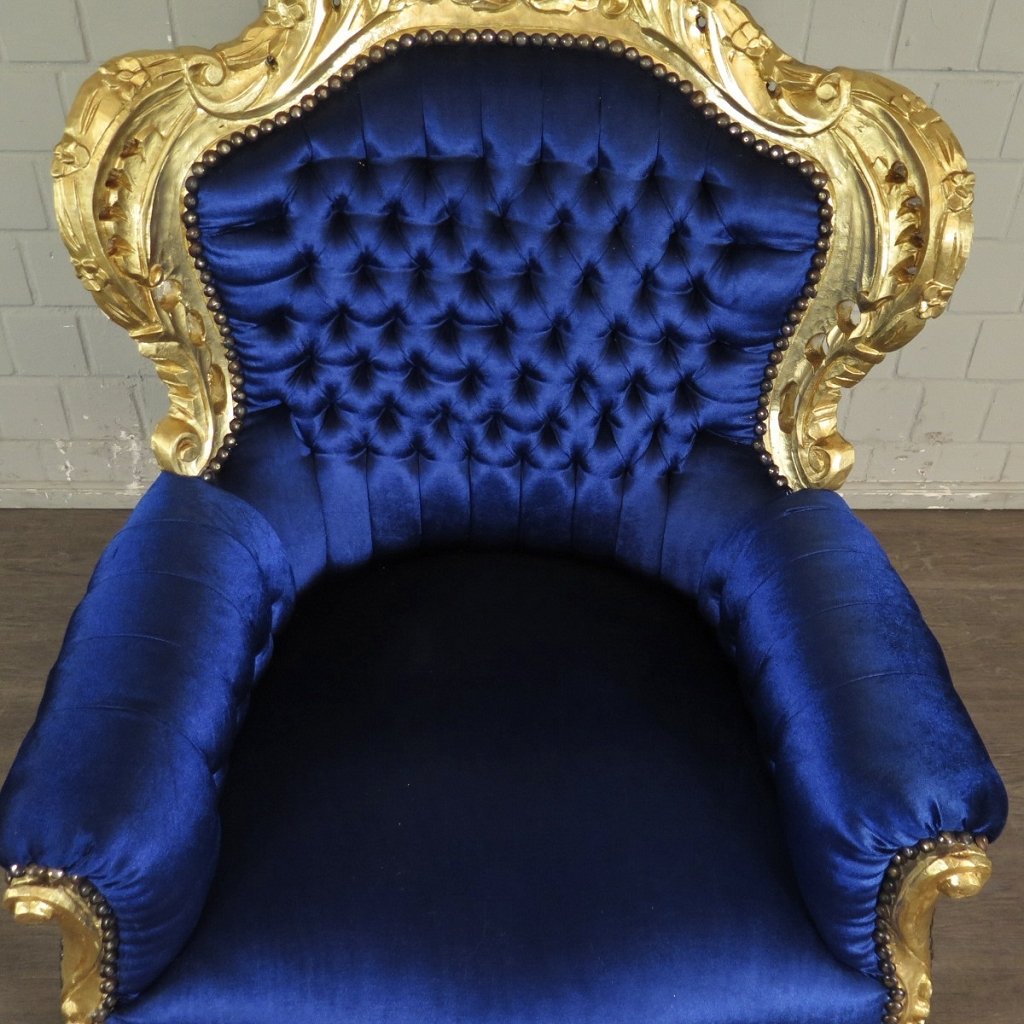 Barocksessel Königssessel Blau-Gold Setpreis