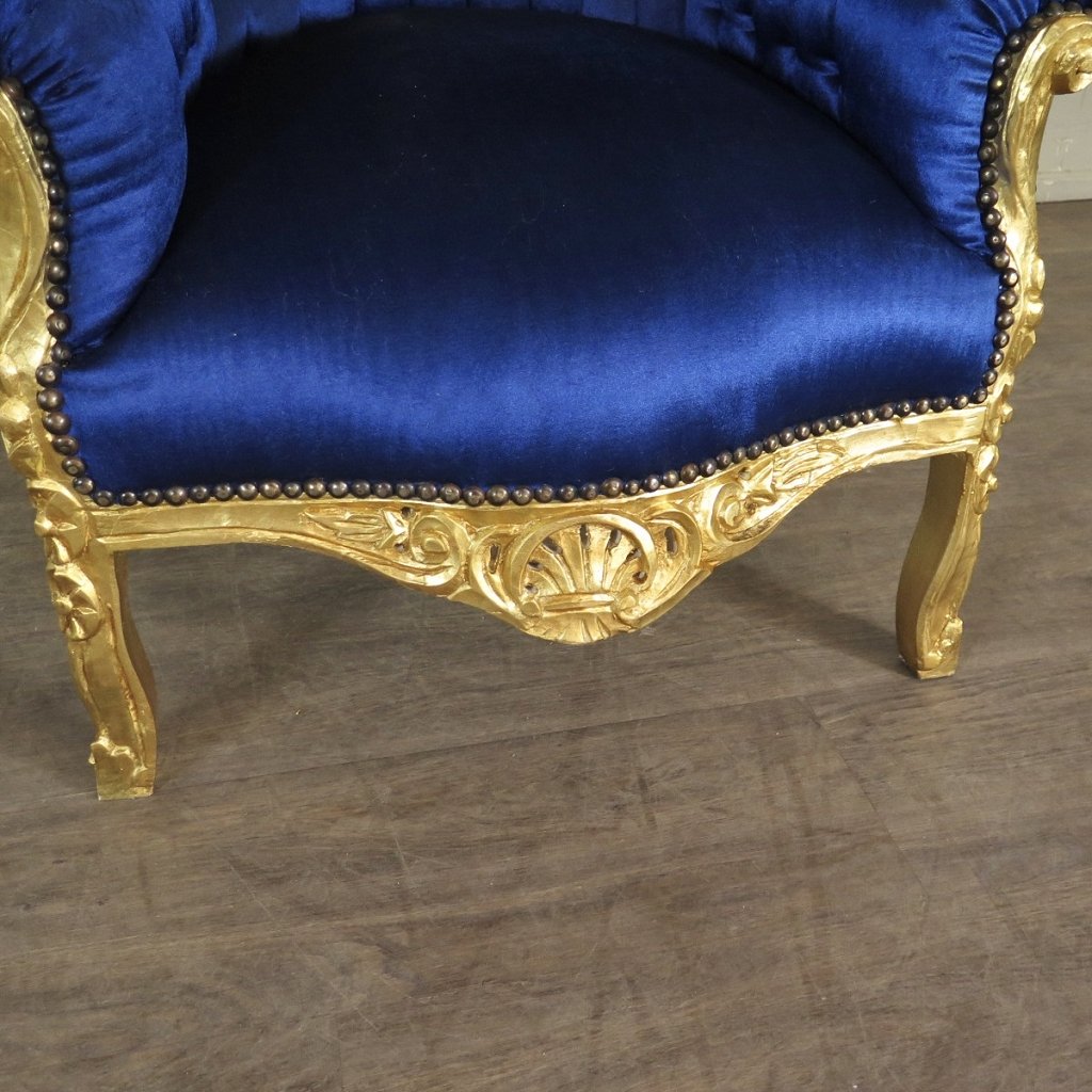 Barocksessel Königssessel Blau-Gold Setpreis