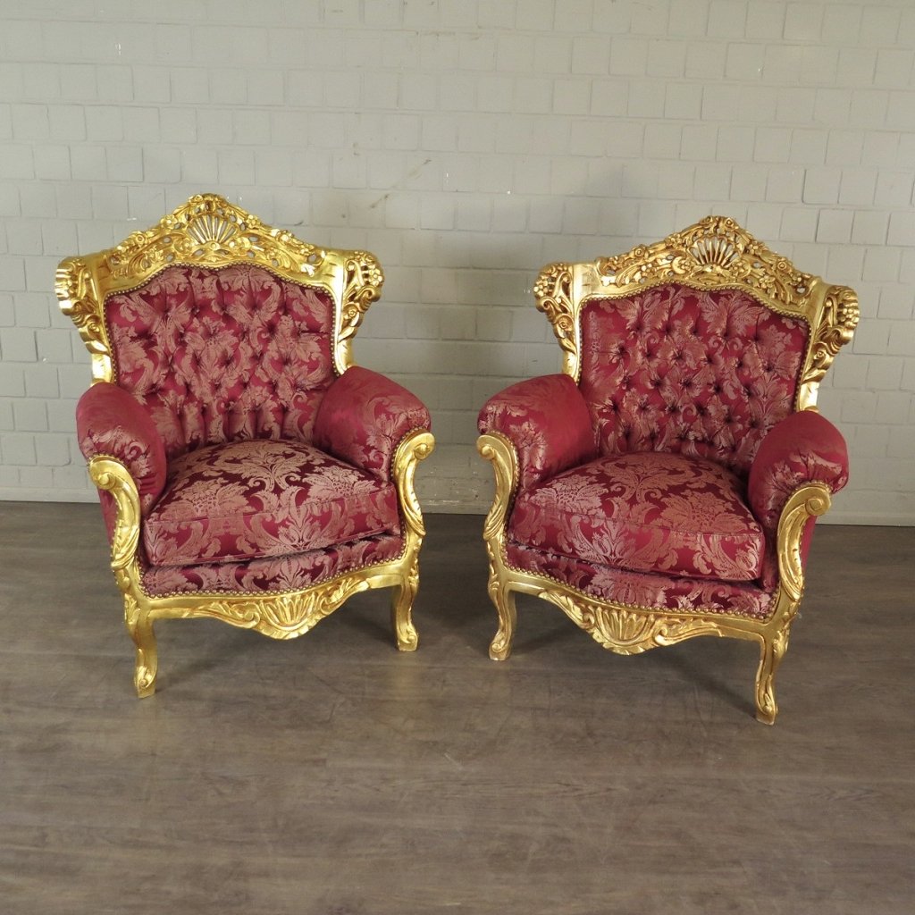 Barocksessel Königssessel Rot-Gold Setpreis