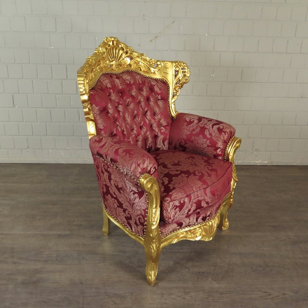 Barocksessel Königssessel Rot-Gold Setpreis
