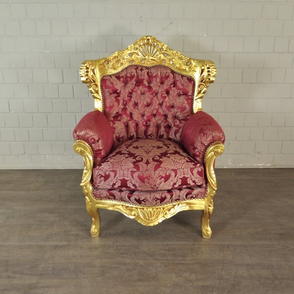 Barocksessel Königssessel Rot-Gold Setpreis