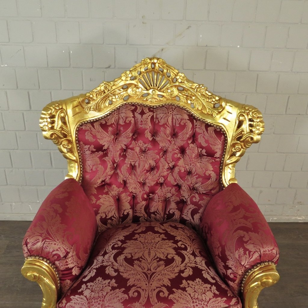 Barocksessel Königssessel Rot-Gold Setpreis
