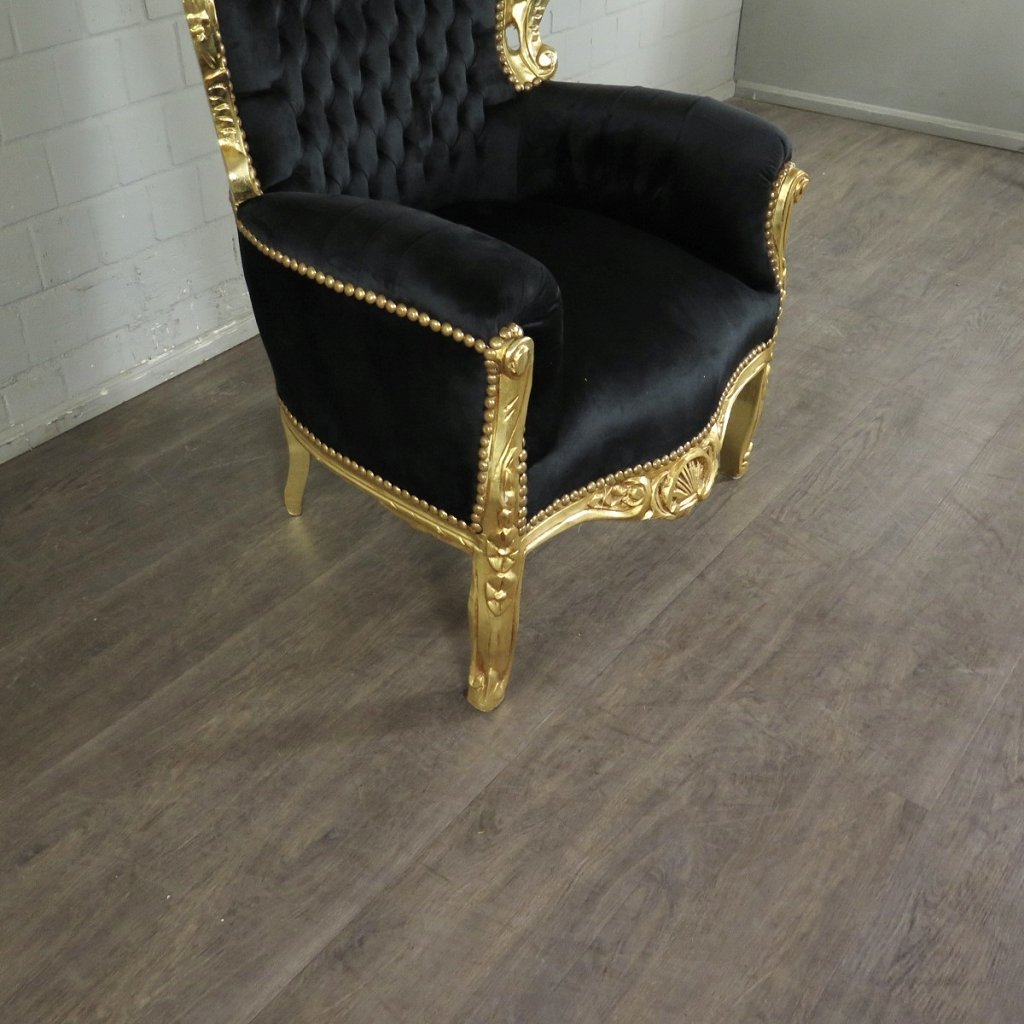 Barocksessel Königssessel Schwarz-Gold Setpreis