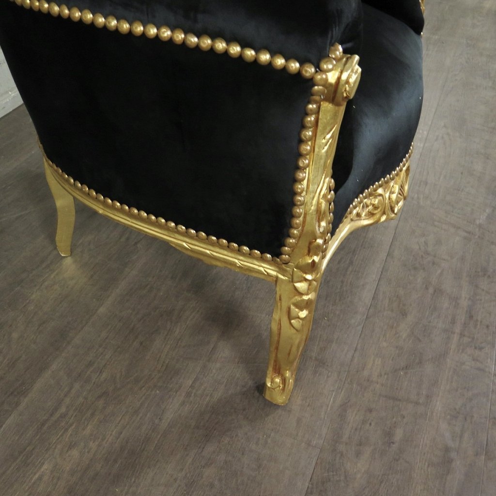 Barocksessel Königssessel Schwarz-Gold Setpreis