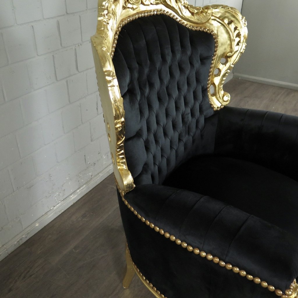 Barocksessel Königssessel Schwarz-Gold Setpreis