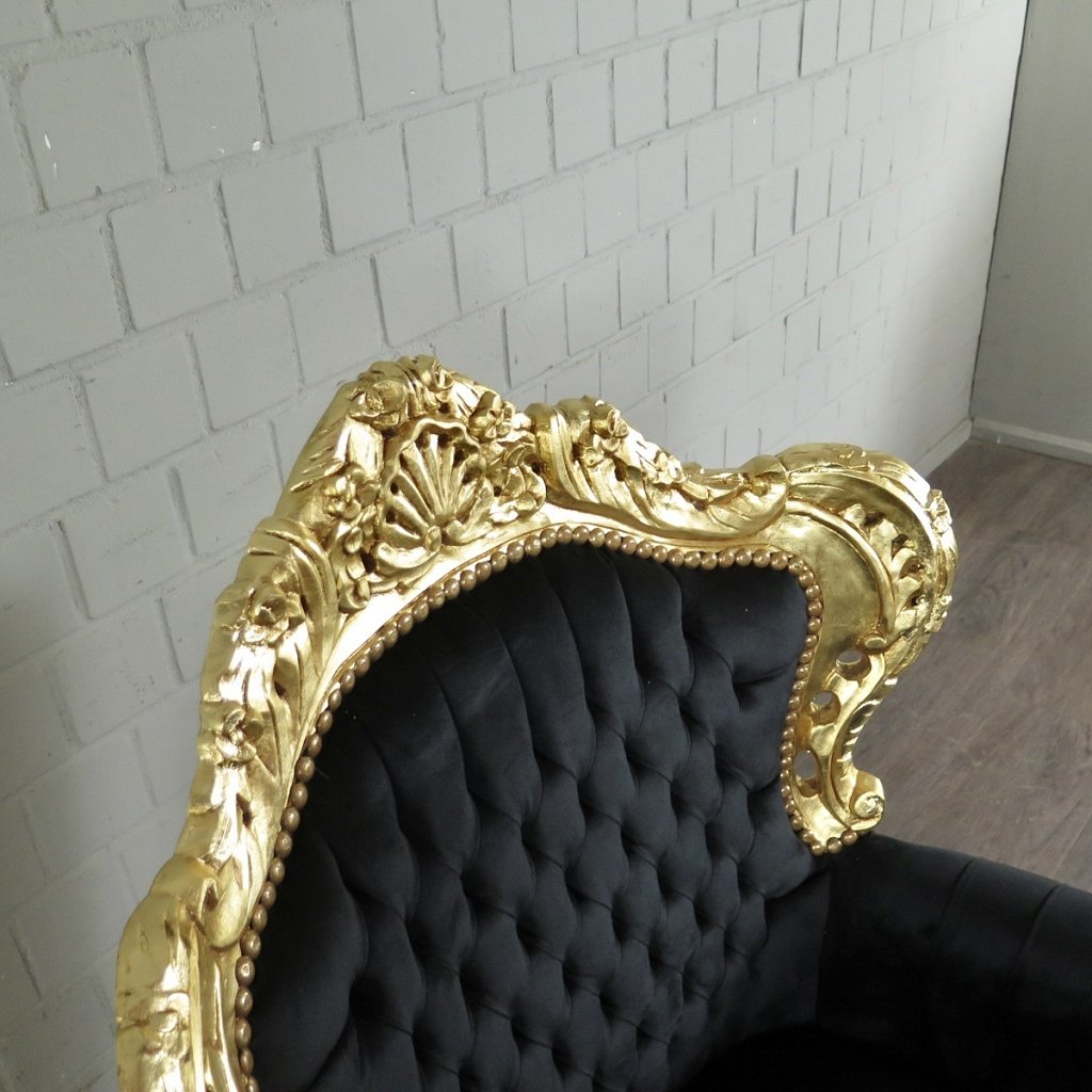 Barocksessel Königssessel Schwarz-Gold Setpreis