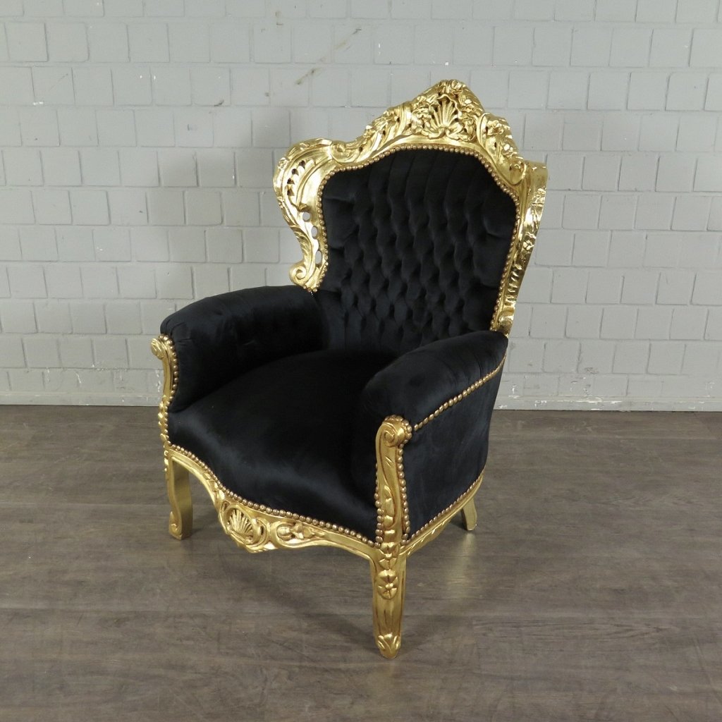 Barocksessel Königssessel Schwarz-Gold Setpreis