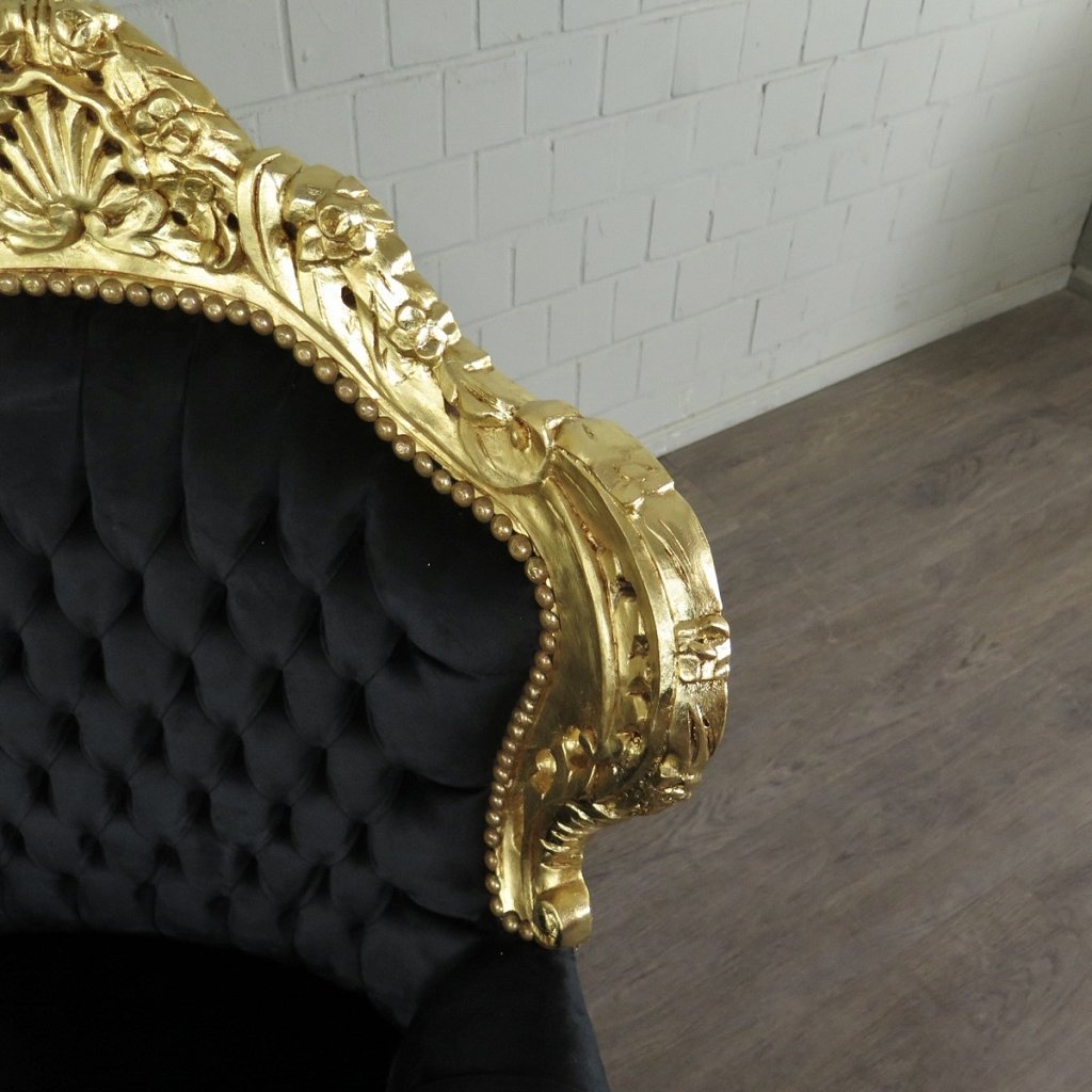 Barocksessel Königssessel Schwarz-Gold Setpreis