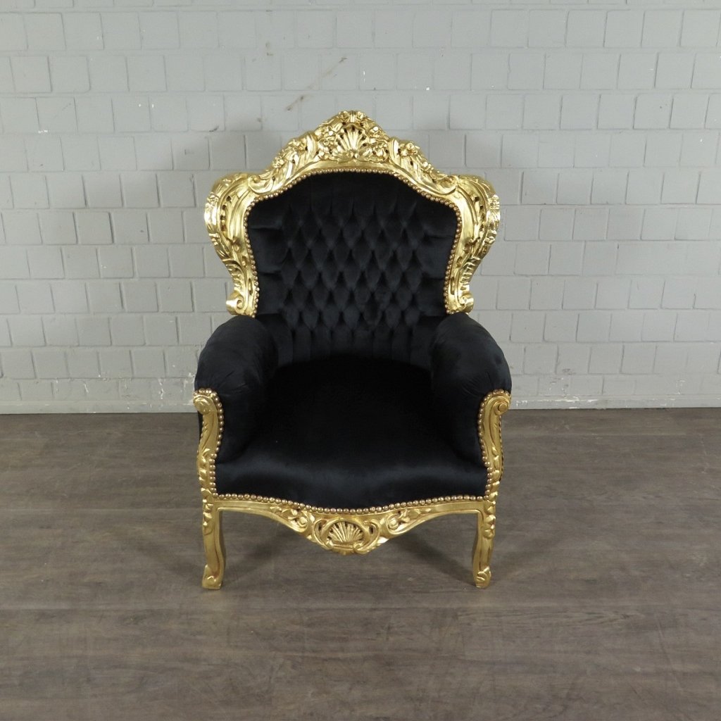 Barocksessel Königssessel Schwarz-Gold Setpreis