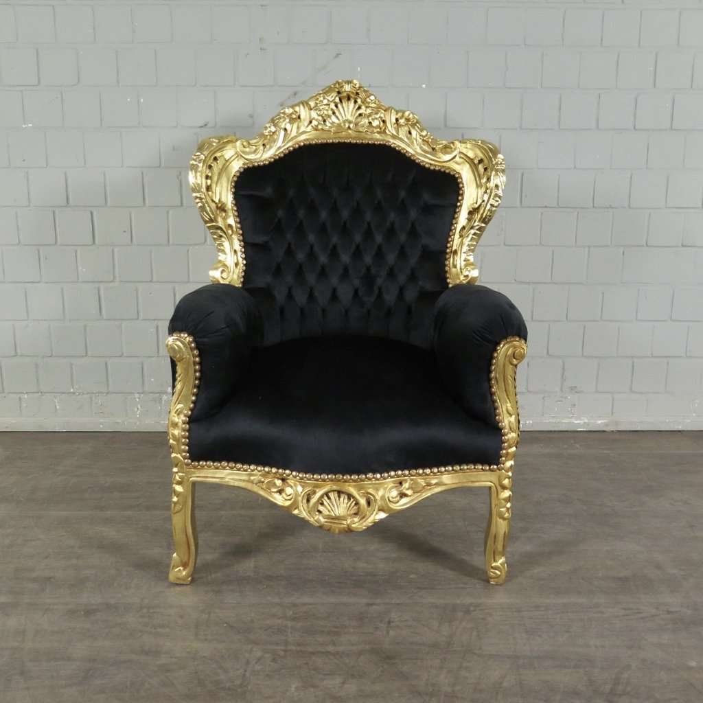 Barocksessel Königssessel Schwarz-Gold Setpreis