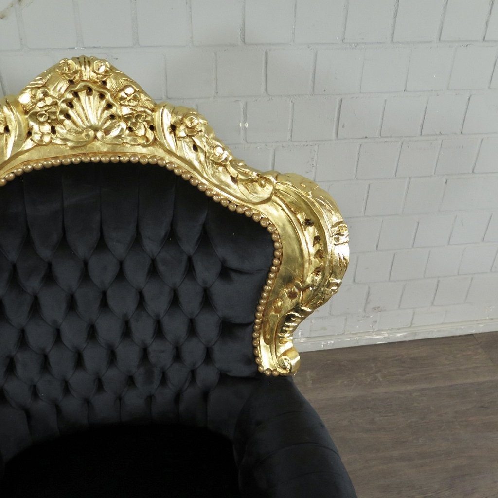 Barocksessel Königssessel Schwarz-Gold Setpreis