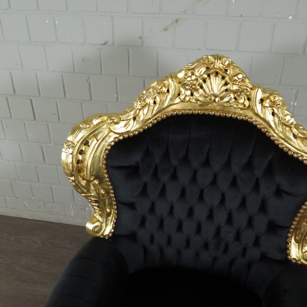 Barocksessel Königssessel Schwarz-Gold Setpreis
