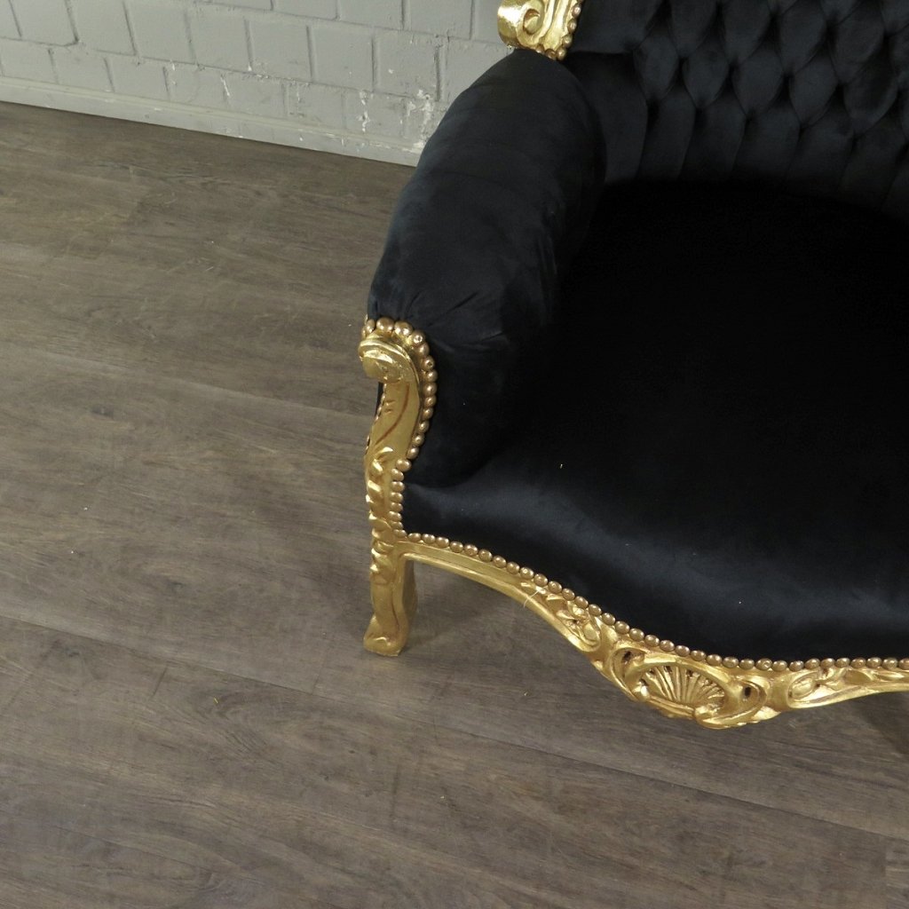 Barocksessel Königssessel Schwarz-Gold Setpreis