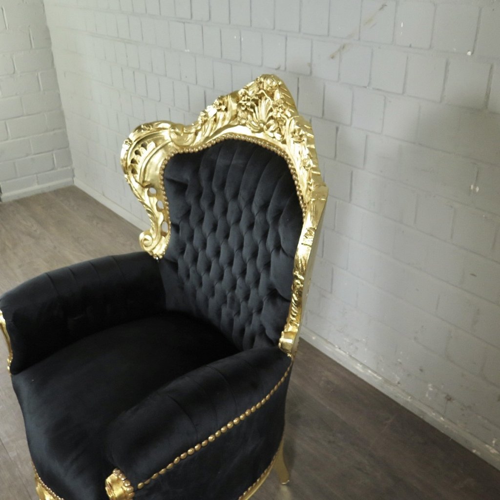 Barocksessel Königssessel Schwarz-Gold Setpreis