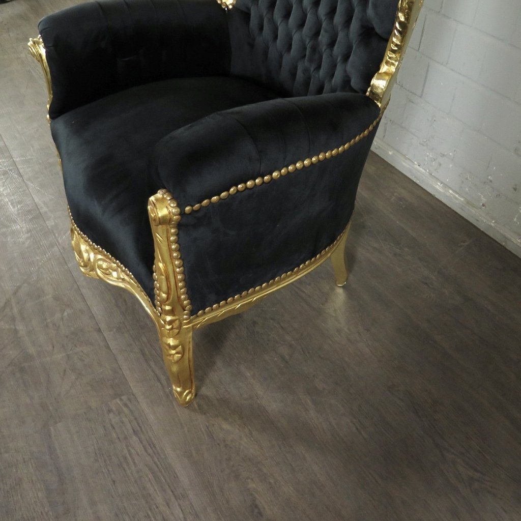 Barocksessel Königssessel Schwarz-Gold Setpreis