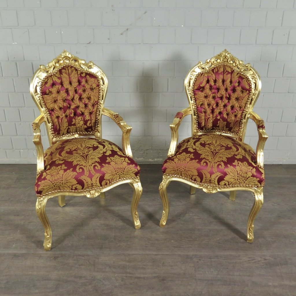 Barockstuhl Stuhl Rot-Gold Setpreis 