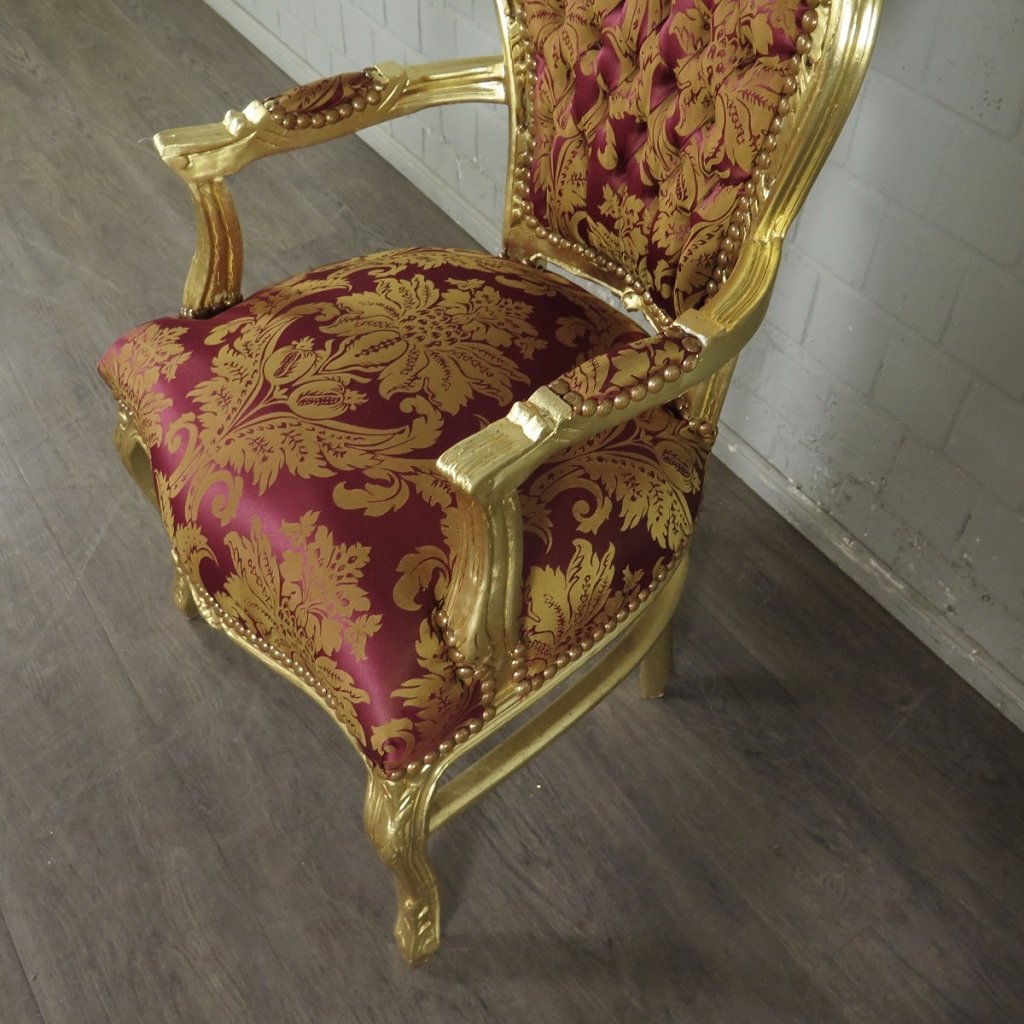 Barockstuhl Stuhl Rot-Gold Setpreis 