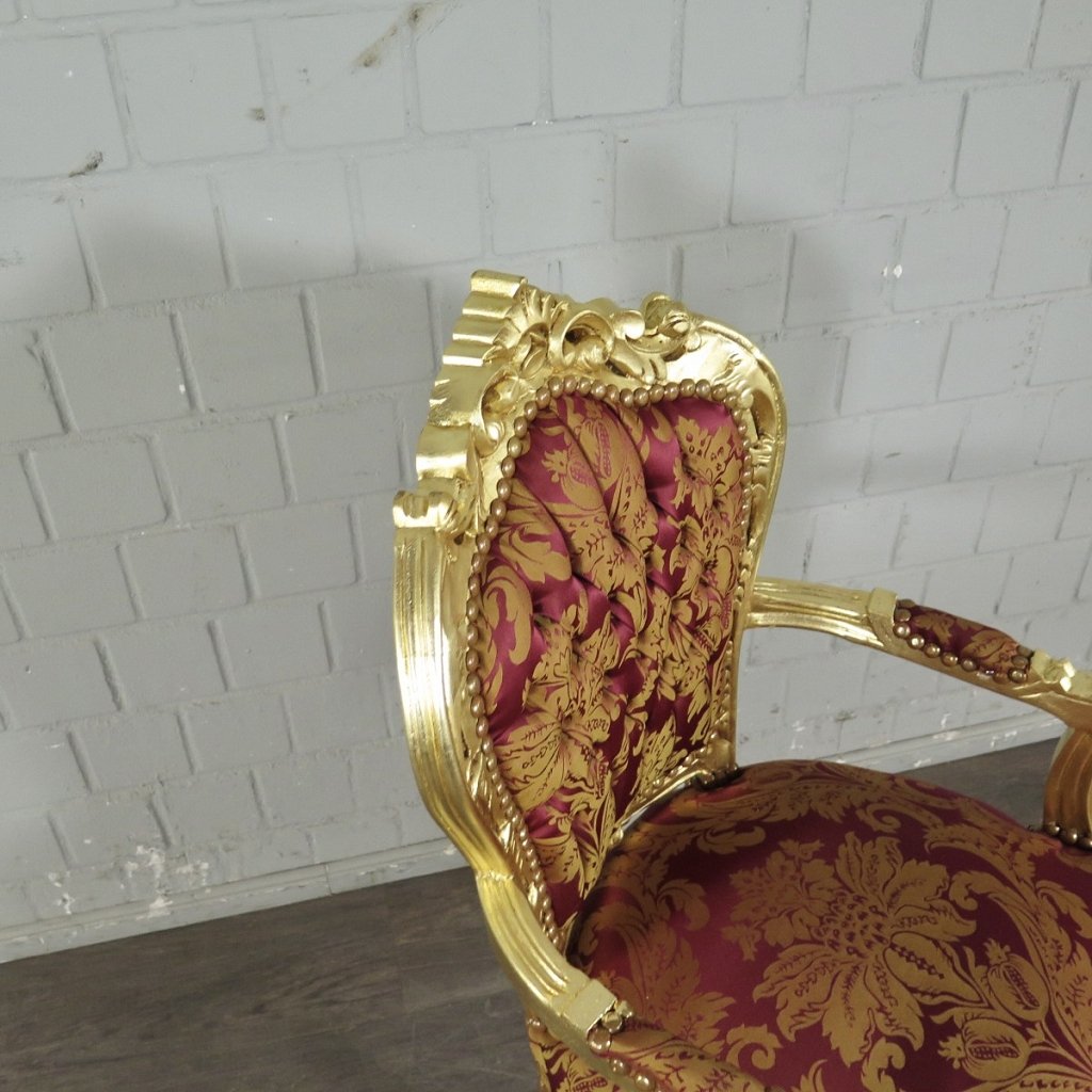 Barockstuhl Stuhl Rot-Gold Setpreis 