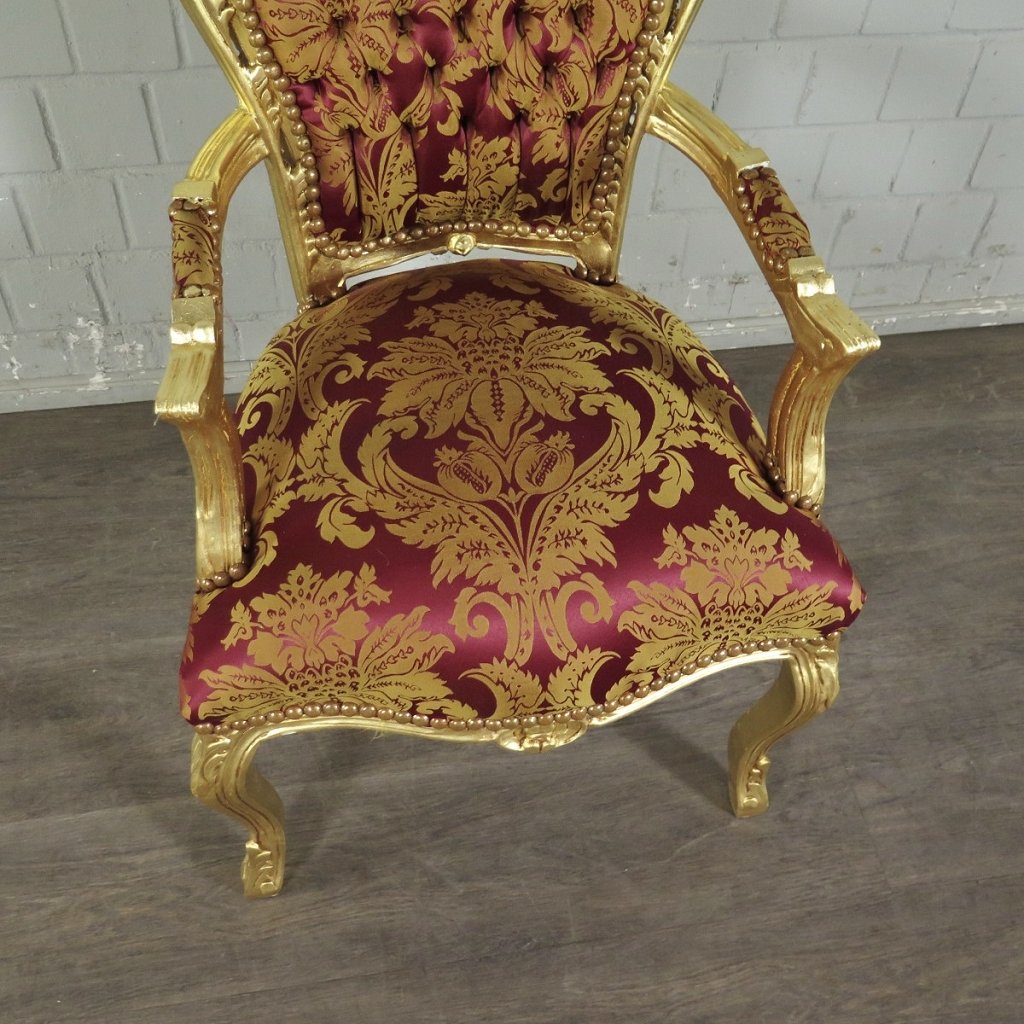 Barockstuhl Stuhl Rot-Gold Setpreis 