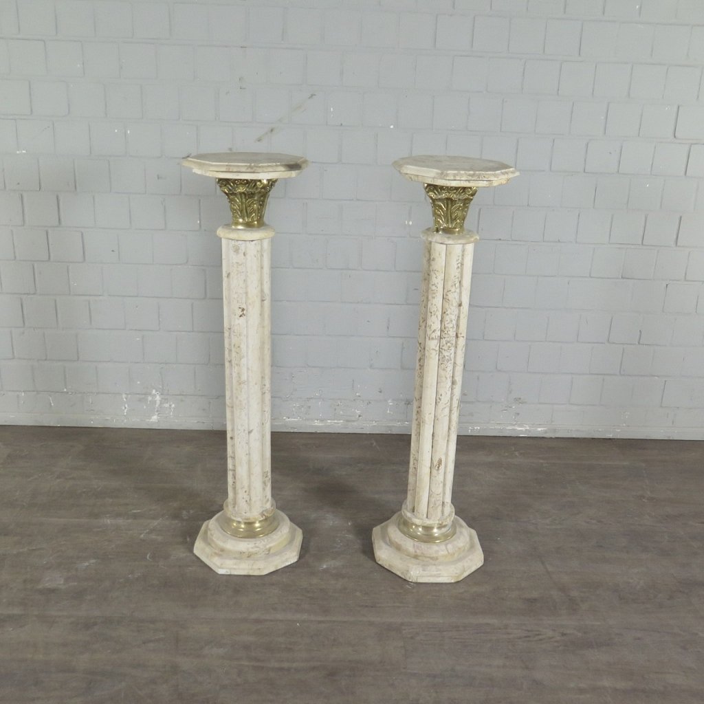 Säulen Pfeiler Marmor Cremeweiß-Beige 1,15 m