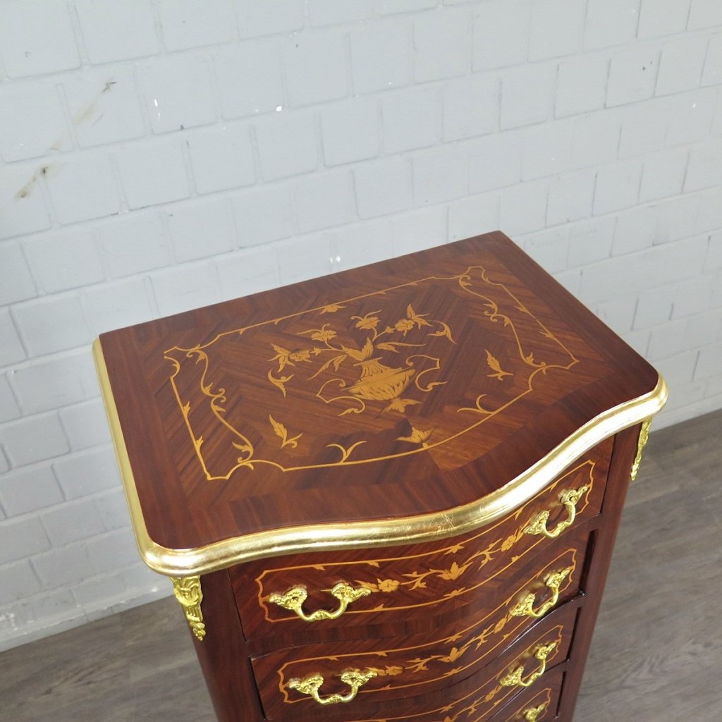 Kommode Hochkommode Barockstil Nussbaum 0,47 m