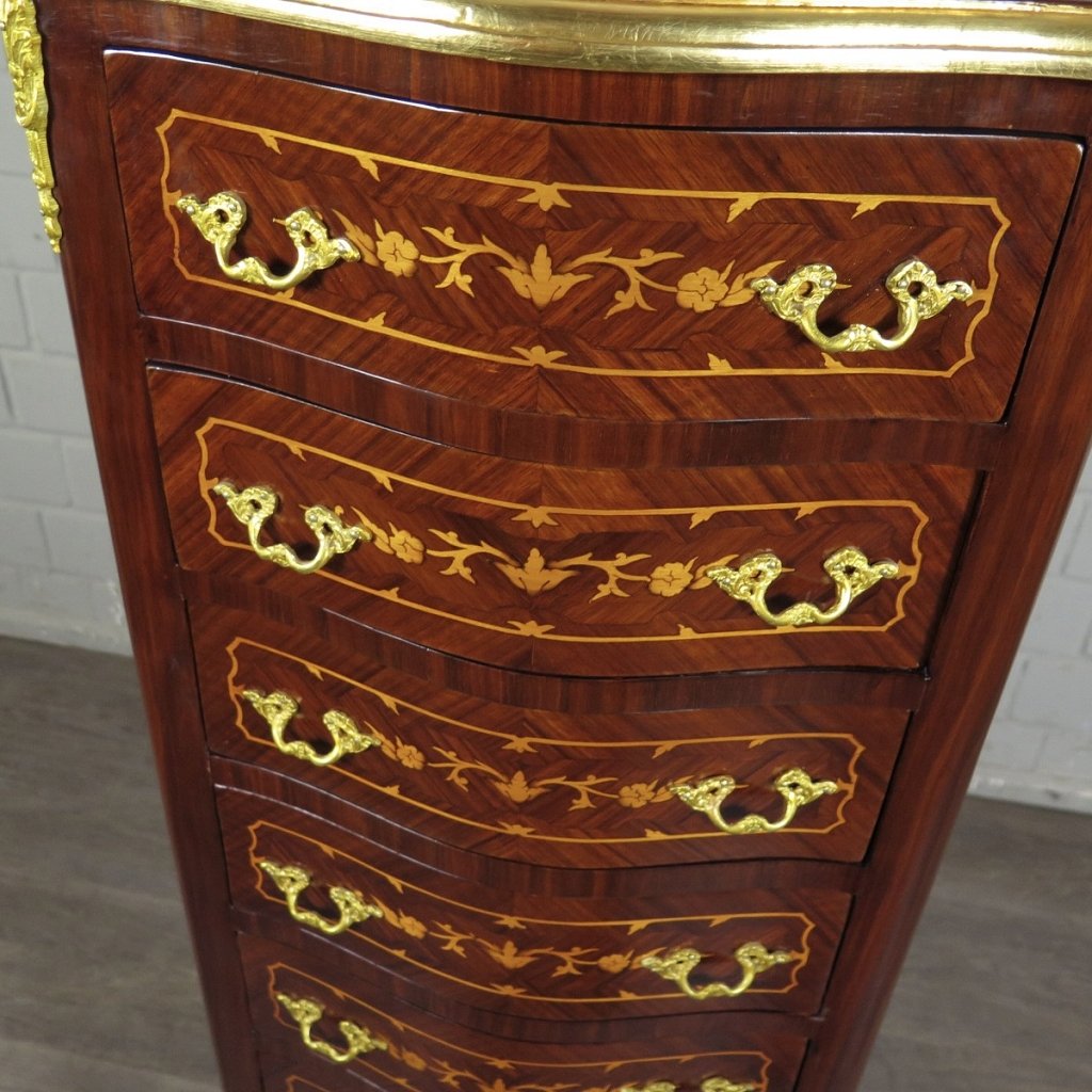 Kommode Hochkommode Barockstil Nussbaum 0,47 m