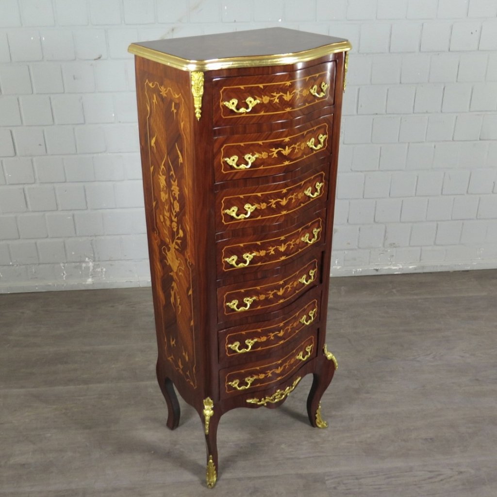 Kommode Hochkommode Barockstil Nussbaum 0,47 m