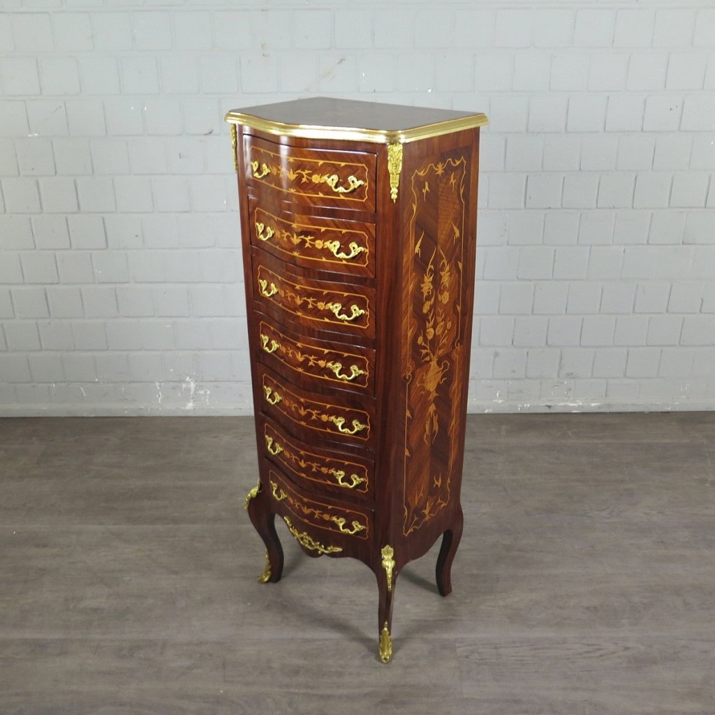 Kommode Hochkommode Barockstil Nussbaum 0,47 m