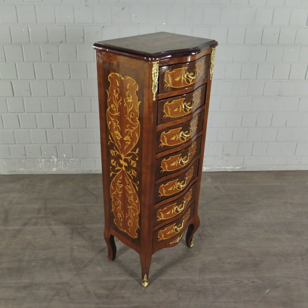 Kommode Hochkommode Barockstil Nussbaum 0,47 m