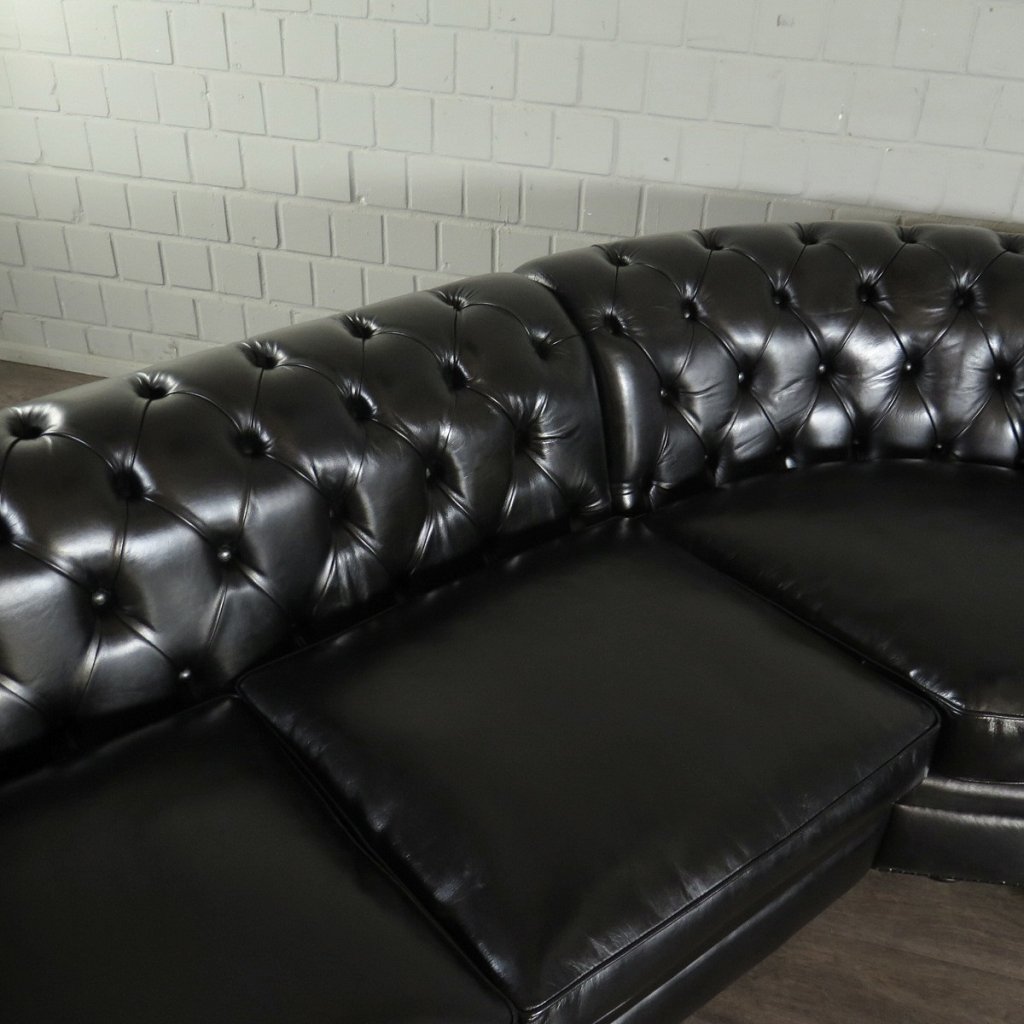 Chesterfield Couch Ecksofa Eckcouch Schwarz 2,75 m x 2,90 m