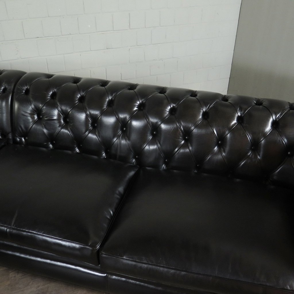 Chesterfield Couch Ecksofa Eckcouch Schwarz 2,75 m x 2,90 m