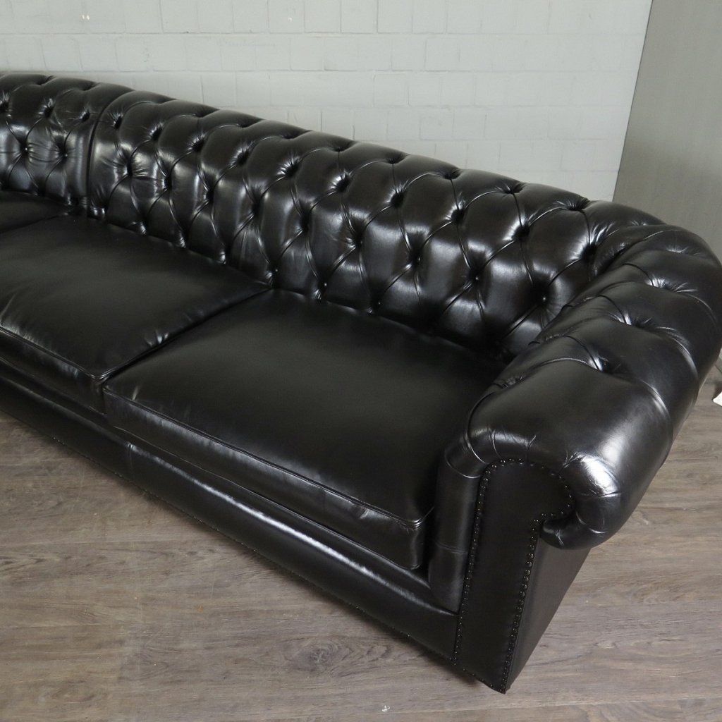 Chesterfield Couch Ecksofa Eckcouch Schwarz 2,75 m x 2,90 m