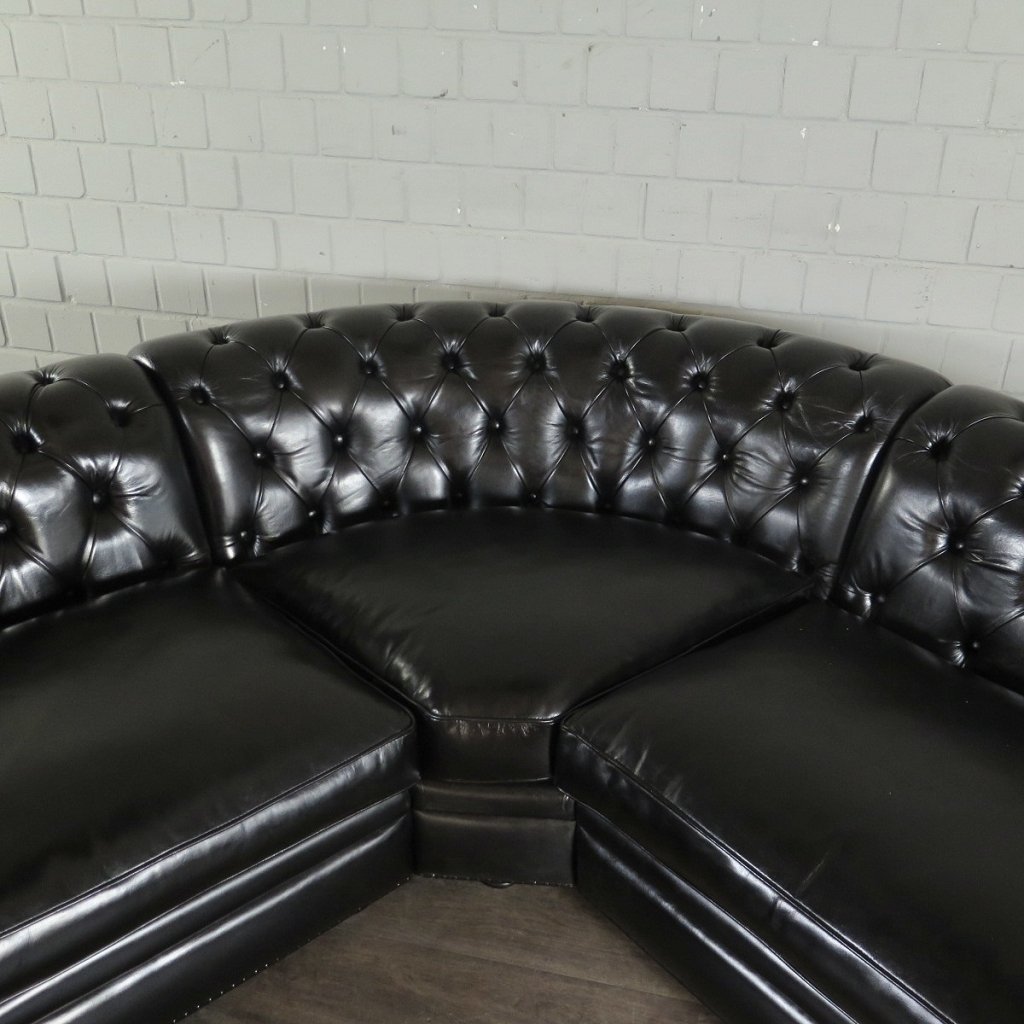 Chesterfield Couch Ecksofa Eckcouch Schwarz 2,75 m x 2,90 m