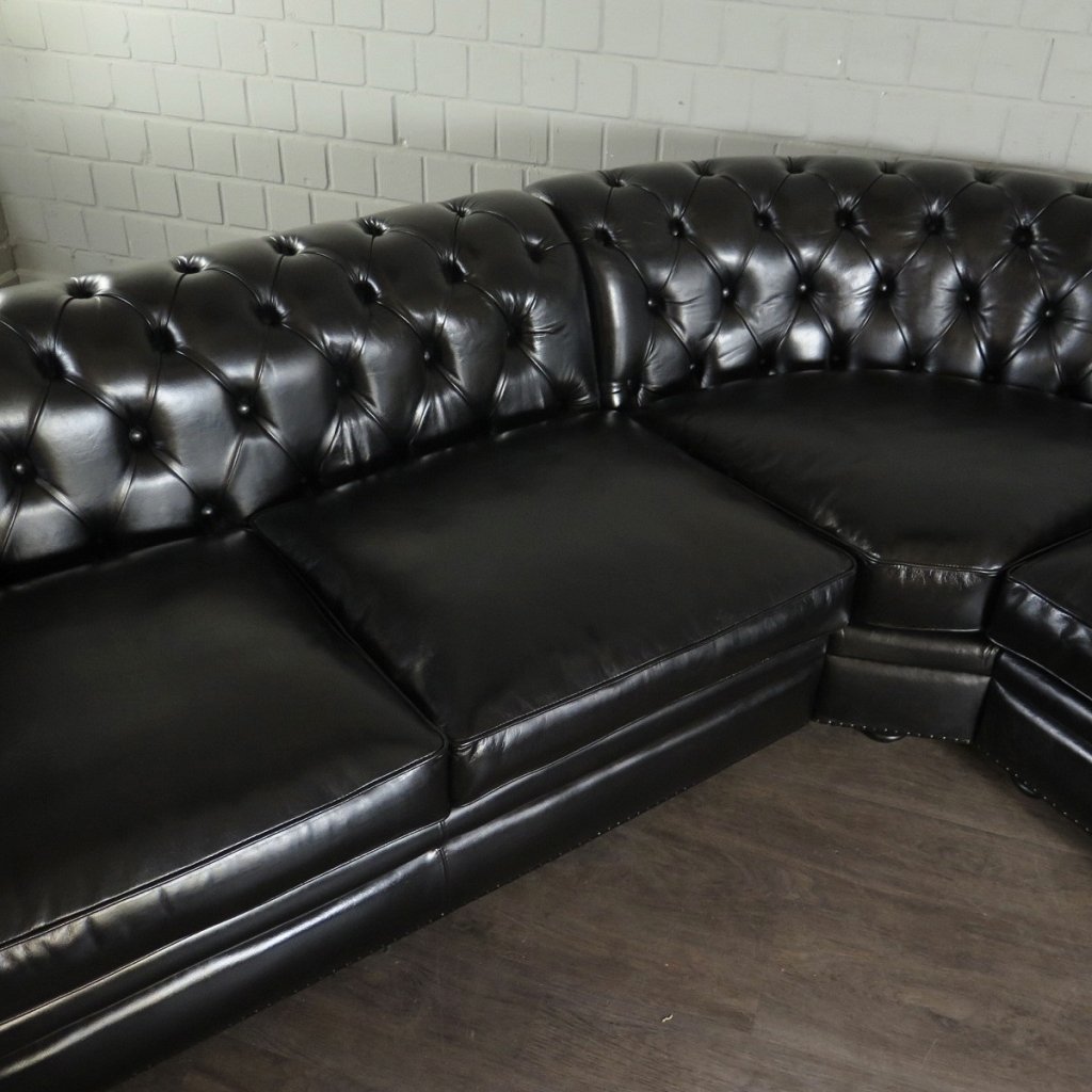 Chesterfield Couch Ecksofa Eckcouch Schwarz 2,75 m x 2,90 m