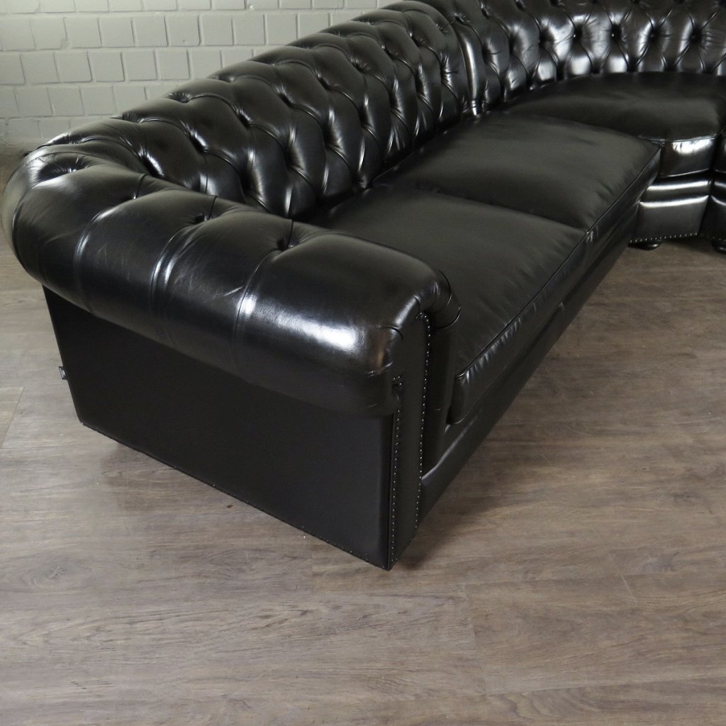Chesterfield Couch Ecksofa Eckcouch Schwarz 2,75 m x 2,90 m