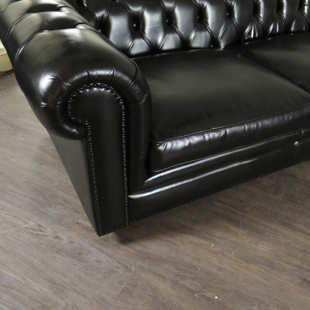 Chesterfield Couch Ecksofa Eckcouch Schwarz 2,75 m x 2,90 m