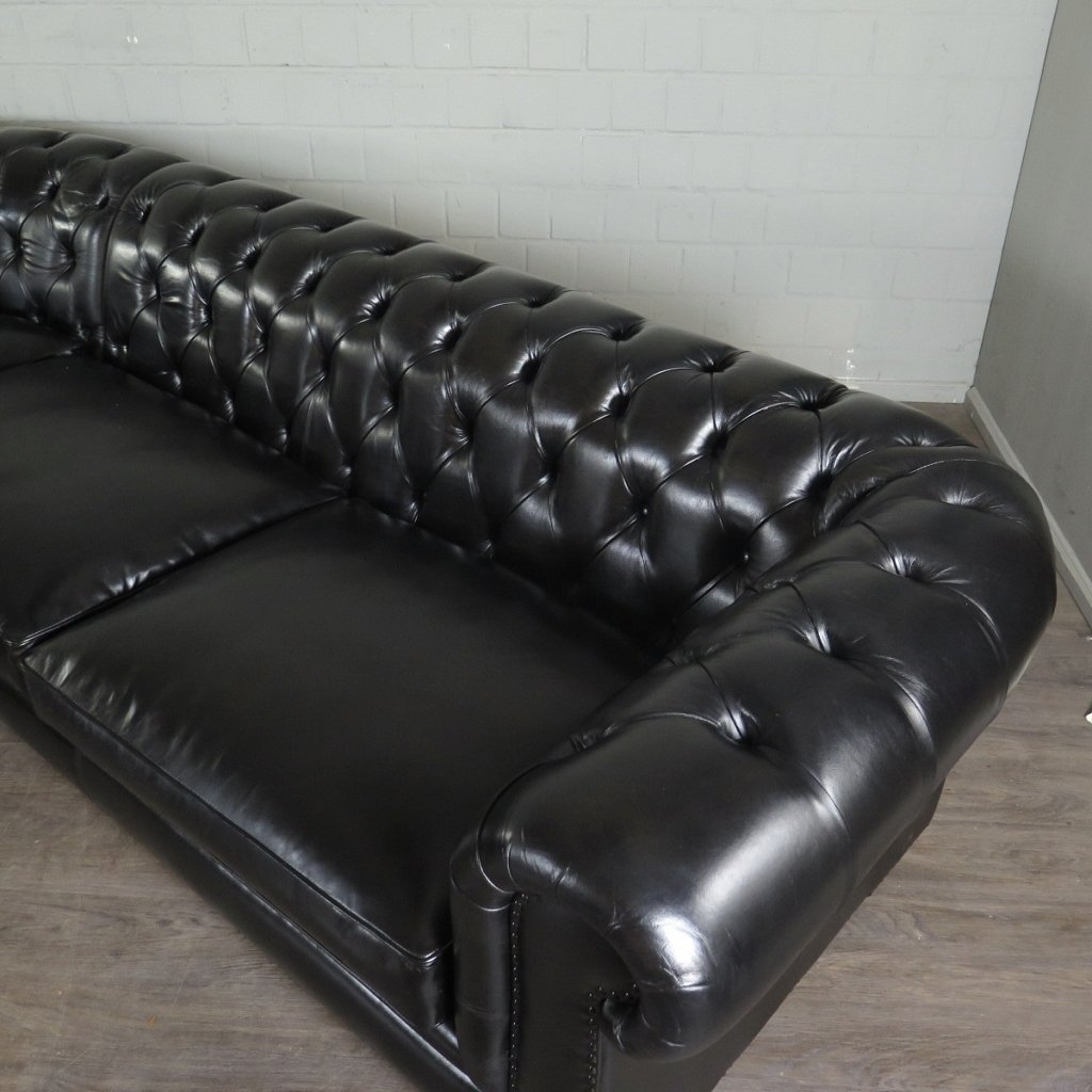 Chesterfield Couch Ecksofa Eckcouch Schwarz 2,75 m x 2,90 m