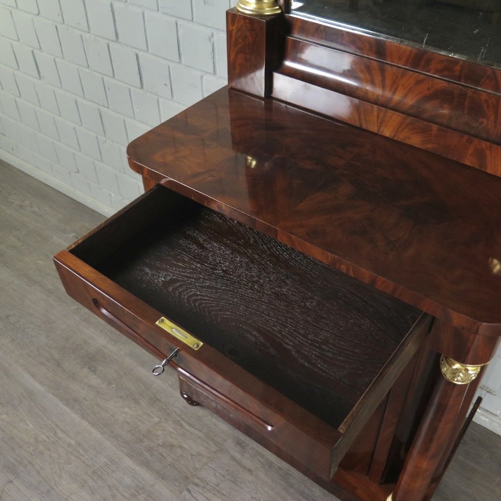 Spiegel mit Konsole Biedermeier 1830 Mahagoni