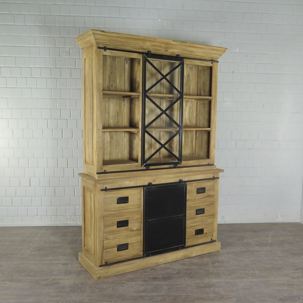 Vitrine Bücherschrank Teakholz 1,53 m
