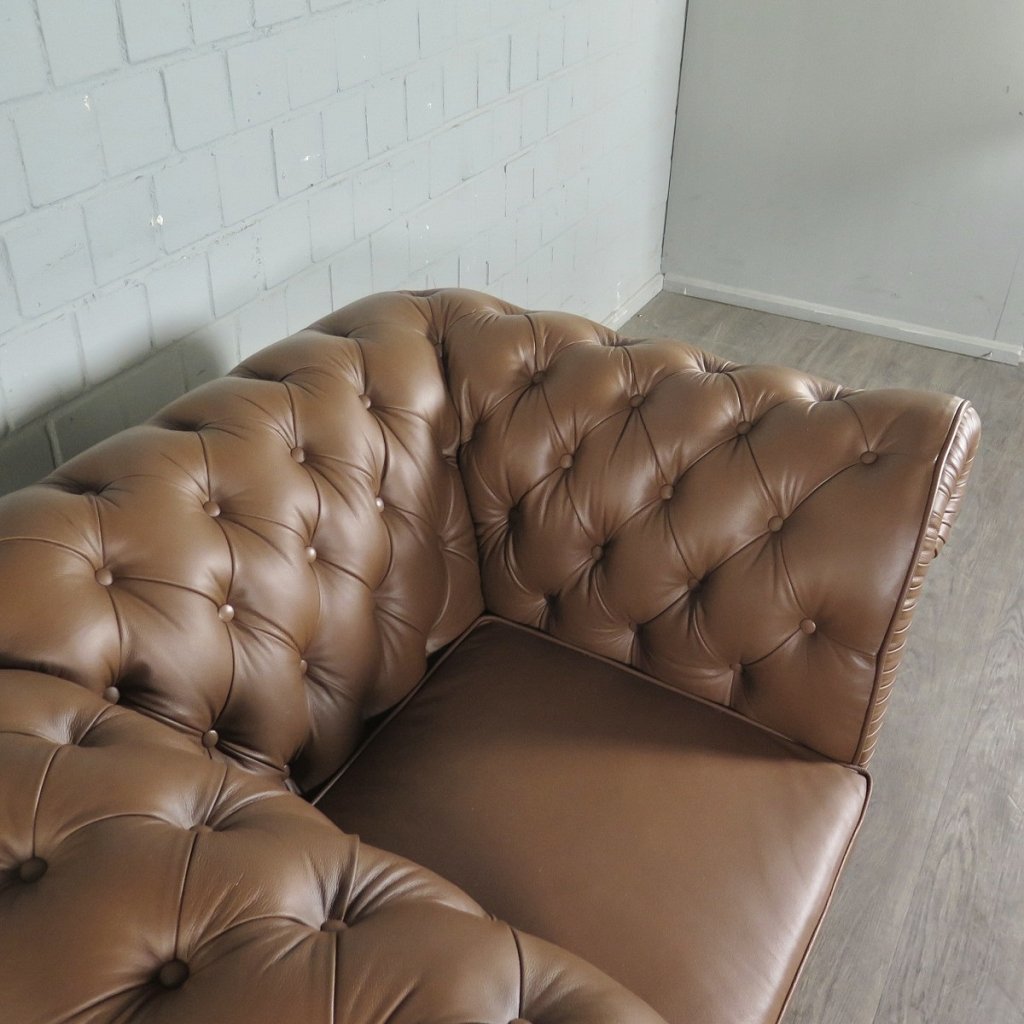 Chesterfield Couchgarnitur Leder Cognac