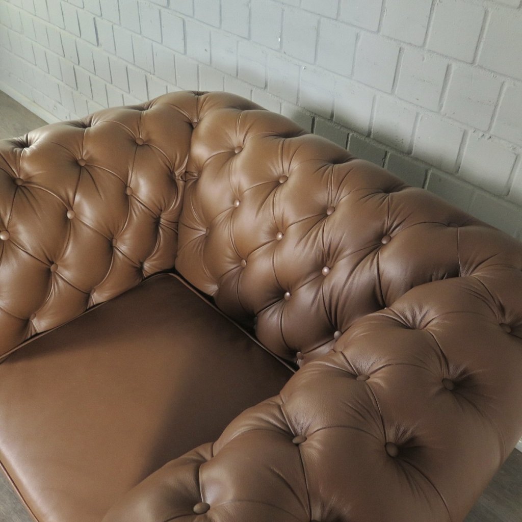 Chesterfield Couchgarnitur Leder Cognac